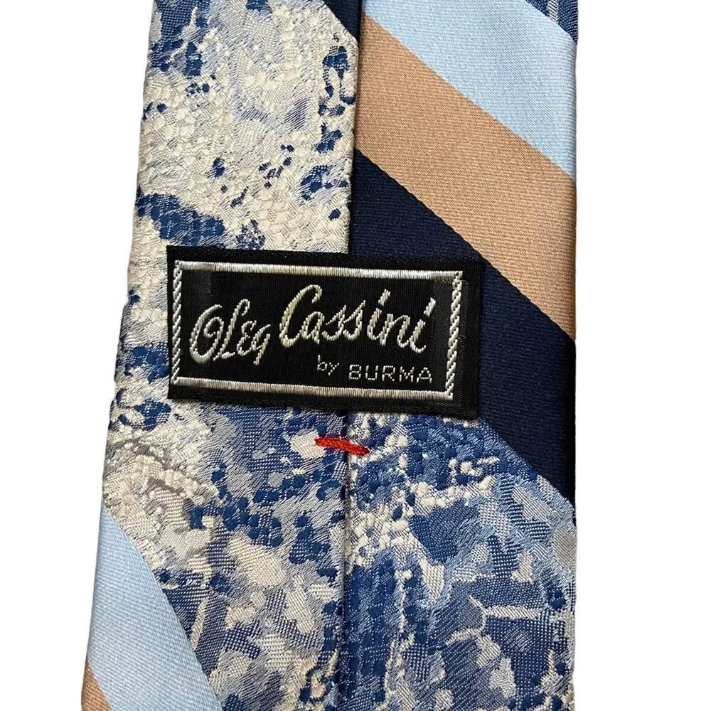 Vintage 70’s Oleg Cassini by Burma Mixed Media Blue Tie‎